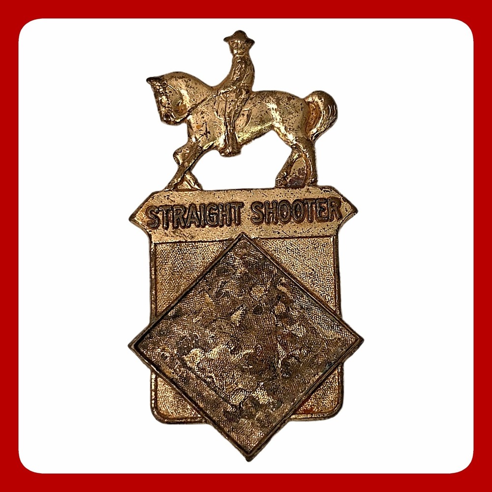 Tom Mix Robbins Co Gold Horse Cowboy Pin Badge Vintage Western Good VTG